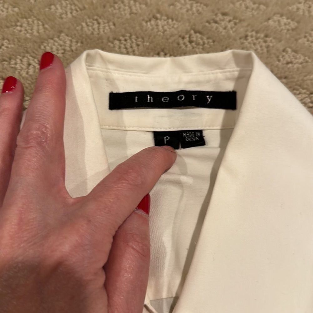 Theory Button Down Stretch Blouse With Ruffle Det… - image 2